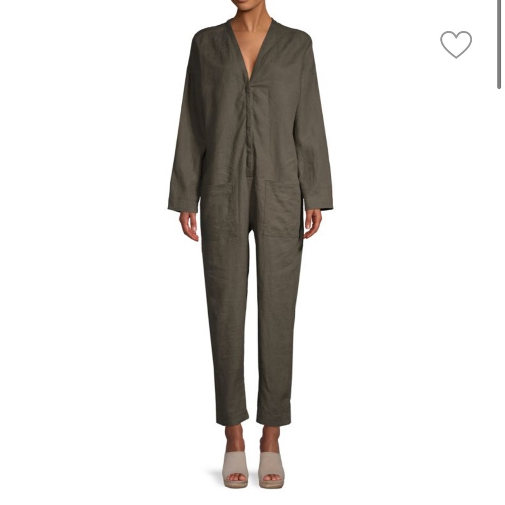 James Perse linen Olive Green Women's Jumpsuit worn once